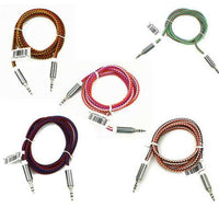 Case of [48] 3ft Braided Auxiliary Cable in 5 Assorted Colors