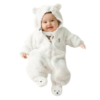 Baby Rompers Bear style- Baby Coral Fleece Hoodies Jumpsuit / Romper - Newborn Toddle Clothing