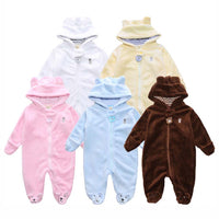 Baby Rompers Bear style- Baby Coral Fleece Hoodies Jumpsuit / Romper - Newborn Toddle Clothing