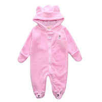 Baby Rompers Bear style- Baby Coral Fleece Hoodies Jumpsuit / Romper - Newborn Toddle Clothing