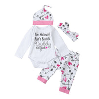 Newborn Baby Boy Girl Clothes Long Sleeve Romper+Heart Pattern Long Pant+Headband+Hat 4Pcs unisex Newborn Baby Rompers