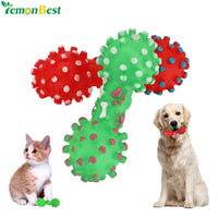 Squeaky Toys - Rubber Dog Cat Kitten Puppy Chew Toys Cute Dumbbells Play Toy Soft Small Rubber Bone Pet Sound Toys For Dog Cat