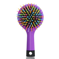 Rainbow Volume Anti-static Magic Hair Curl Straight Massage Comb Brush with Back Mirror