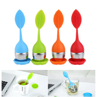 WINOMO 4pcs Leaf Shaped Silicone Handle Tea Infuser Strainer