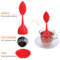 WINOMO 4pcs Leaf Shaped Silicone Handle Tea Infuser Strainer