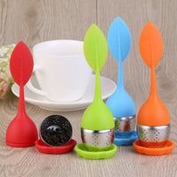 WINOMO 4pcs Leaf Shaped Silicone Handle Tea Infuser Strainer