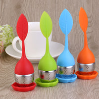 WINOMO 4pcs Leaf Shaped Silicone Handle Tea Infuser Strainer