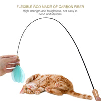 UEETEK Retractable Cat Toys Interactive Feather Teaser Wand Toy with 4 Feathers Refills