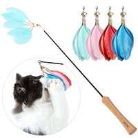 UEETEK Retractable Cat Toys Interactive Feather Teaser Wand Toy with 4 Feathers Refills