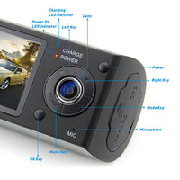 Full HD 720P 140 Degree Wide Angle Dual Lens Dashboard Camera Car DVR Camcorder Dash Cam Rearview Video Recorder Parking Monitor With GPS G-Sensor