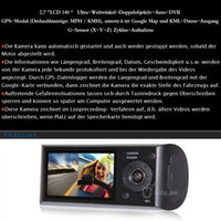 Full HD 720P 140 Degree Wide Angle Dual Lens Dashboard Camera Car DVR Camcorder Dash Cam Rearview Video Recorder Parking Monitor With GPS G-Sensor