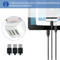 Travel Wall Charger 5V 3.4A (Max) 3-Port LED Night Lamp 17W Auto-ID Foldable Plug with EU&US USB Charger Adapter For Huawei/Sony/Samsung GALAXY S7 edge/S7/S6 Edge+/S6/Edge/S6/Note 5/iPhone X/8 Plus/8/6/6S/7 Plus/SE