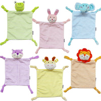 Infant Teething Cloth Soft Square Striped Plush Snuggle Teether Blanket Baby Appease Towel Toy