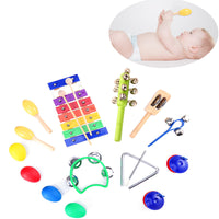 TOYMYTOY 15pcs Kids Musical Instruments Percussion Toy Rhythm Band Set Preschool Educational Tools with Carrying Bag